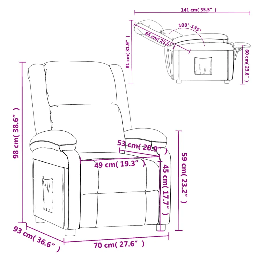 Fauteuil inclinable Gris foncé Velours - 9
