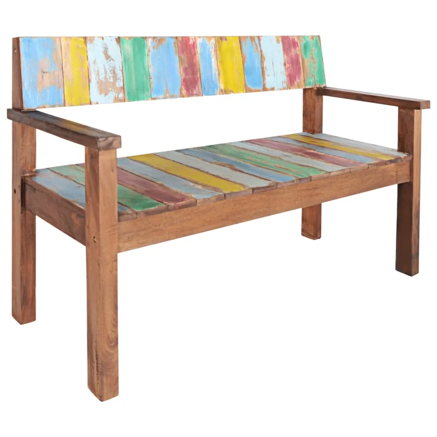 Banc 115 cm Bois de récupération massif - 10