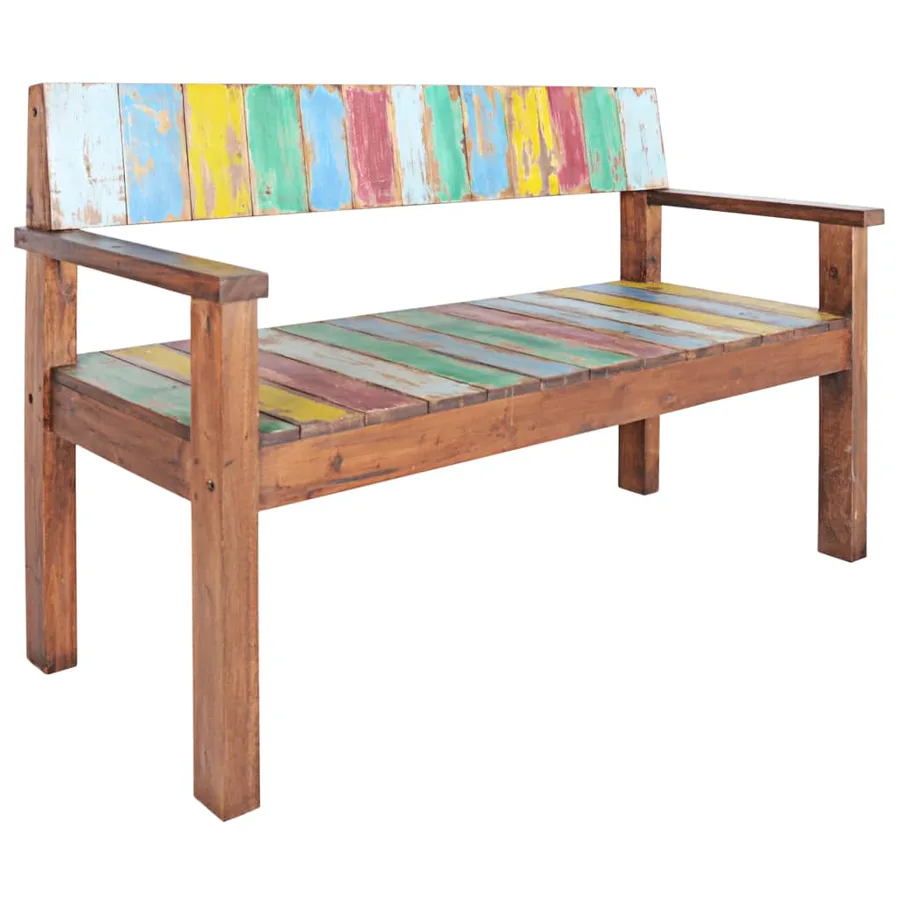 Banc 115 cm Bois de récupération massif - 11