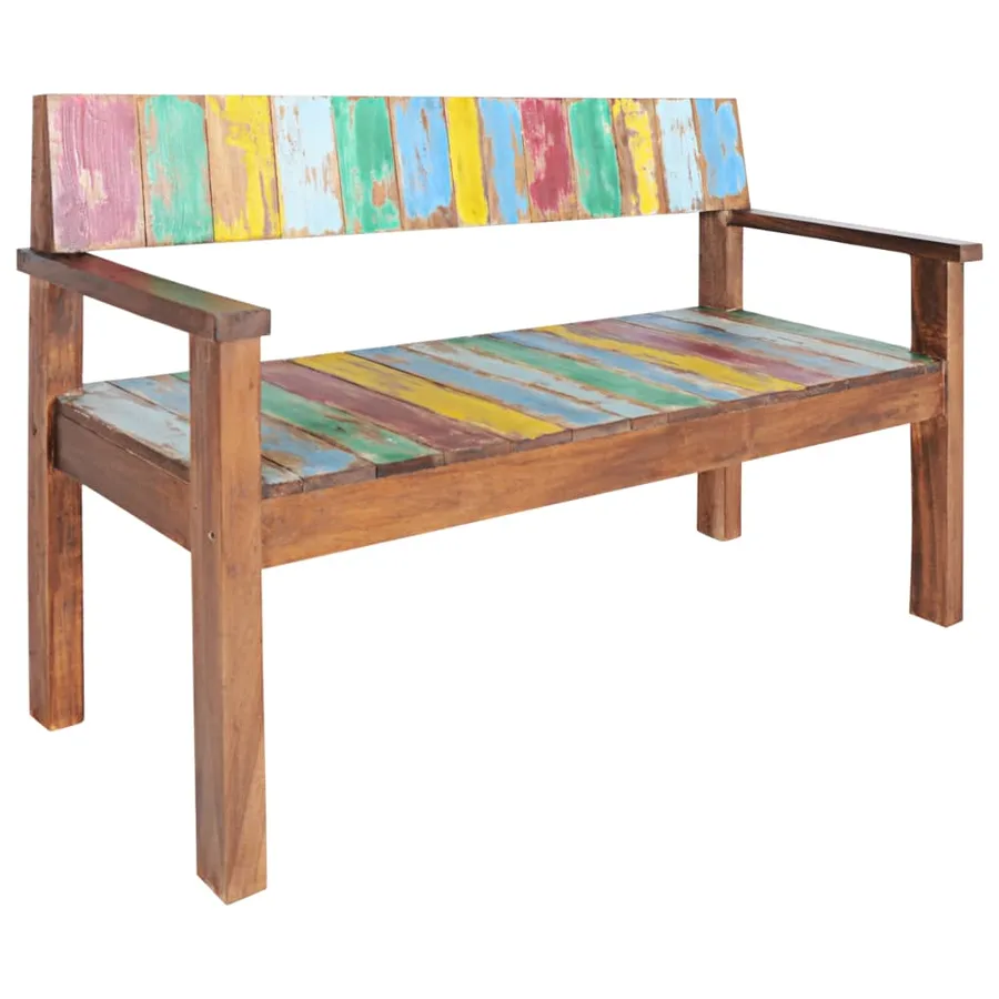 Banc 115 cm Bois de récupération massif - 9