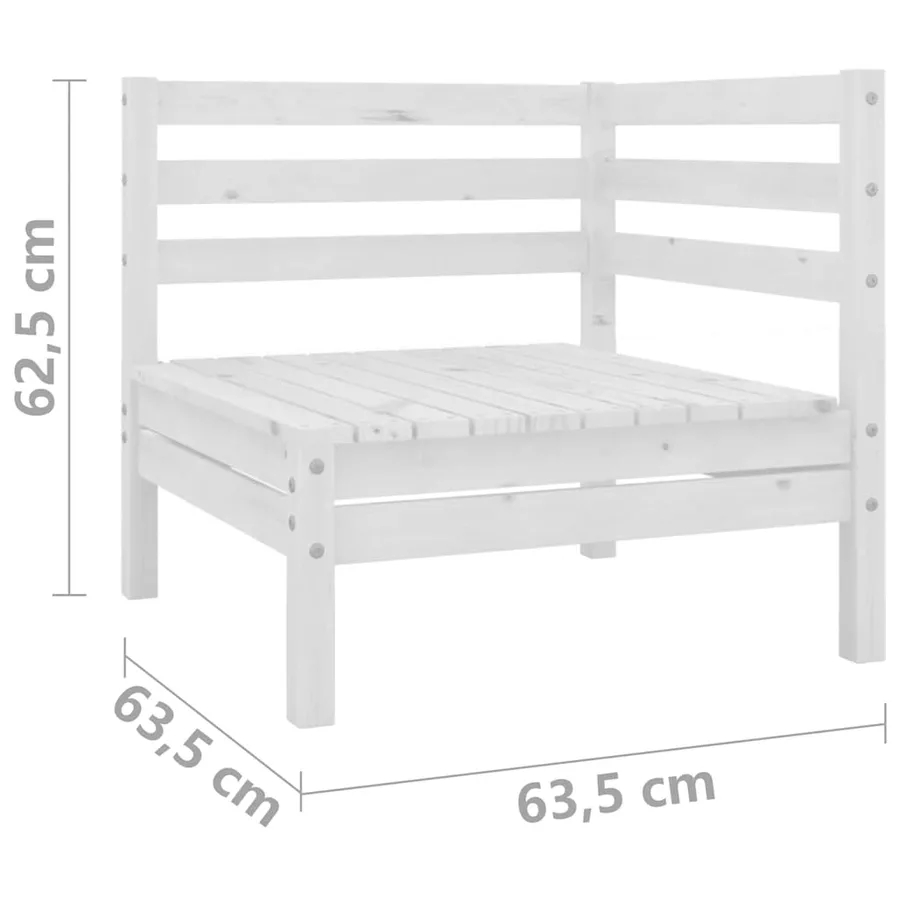 Salon de jardin 3 pcs Blanc Bois de pin massif - 15