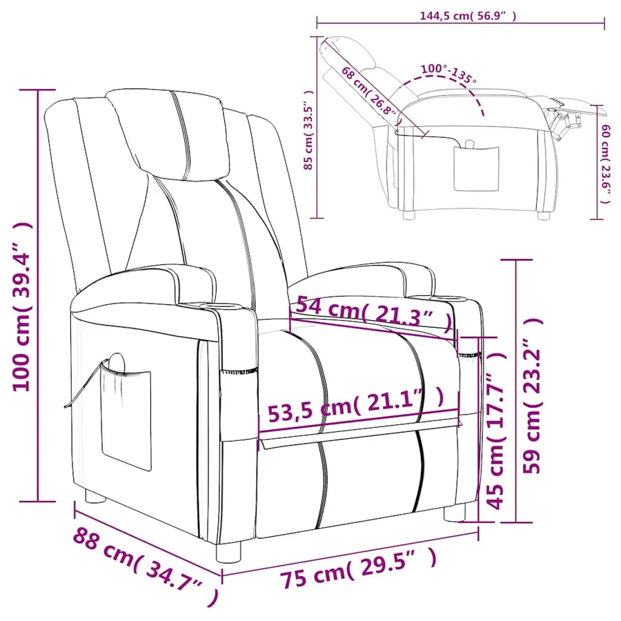 Fauteuil de massage Noir Similicuir - 11