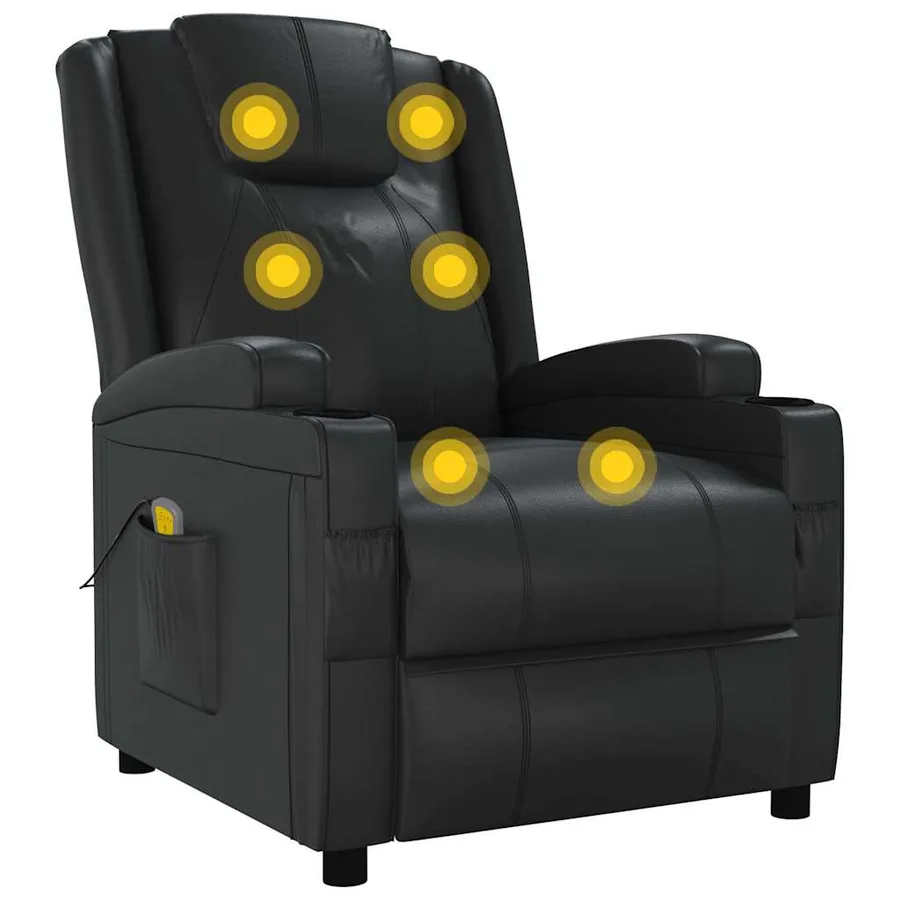 Fauteuil de massage Noir Similicuir - 6
