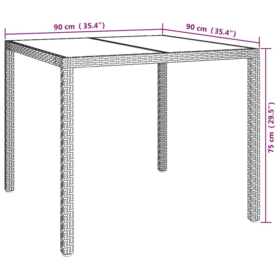 Table de Jardin Marron 90 x 90 x 75 cm polyrotin - 7