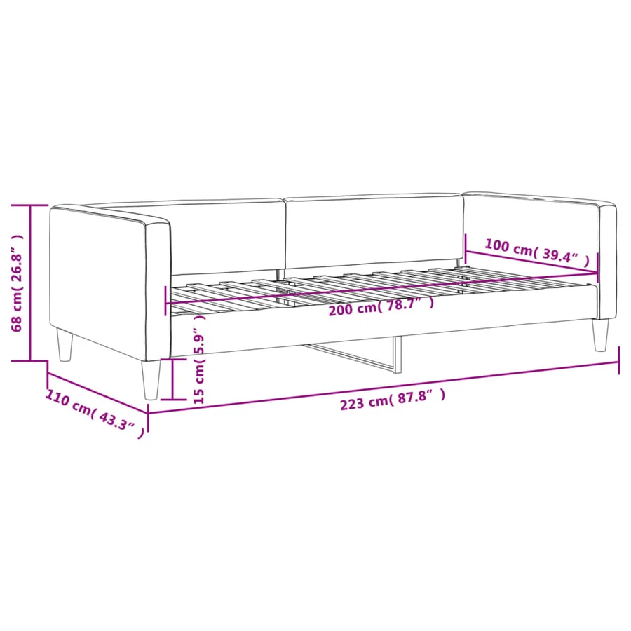 Lit de repos gris foncé 100x200 cm tissu - 8