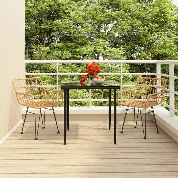 Ensemble à manger de jardin 3 pcs Résine tressée