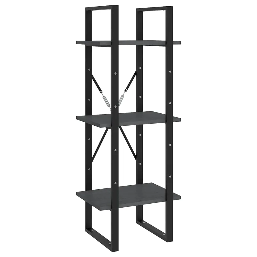 Bibliothèque à 3 niveaux Gris 40x30x105 cm Bois de pin massif - 2