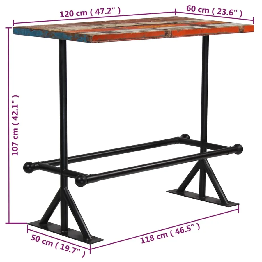 Mobilier de bar 5 pcs Bois de récupération massif Multicolore - 18
