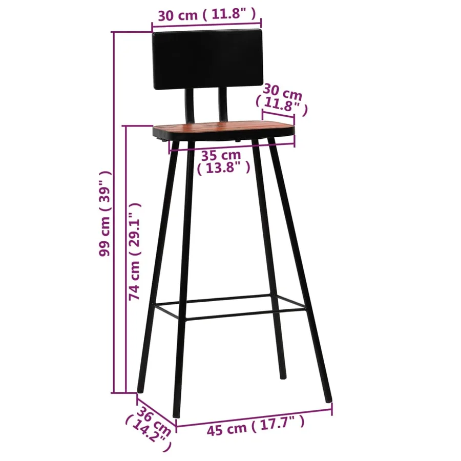 Mobilier de bar 5 pcs Bois de récupération massif Multicolore - 19