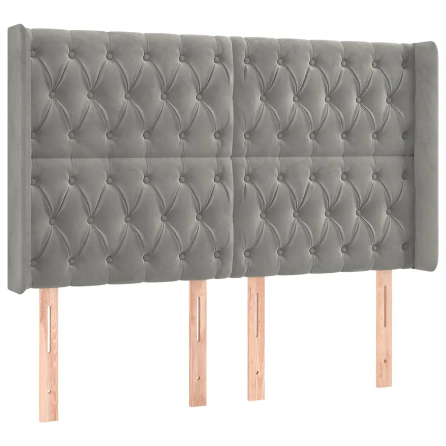 Tête de lit à LED Gris clair 147x16x118/128 cm Velours - 3