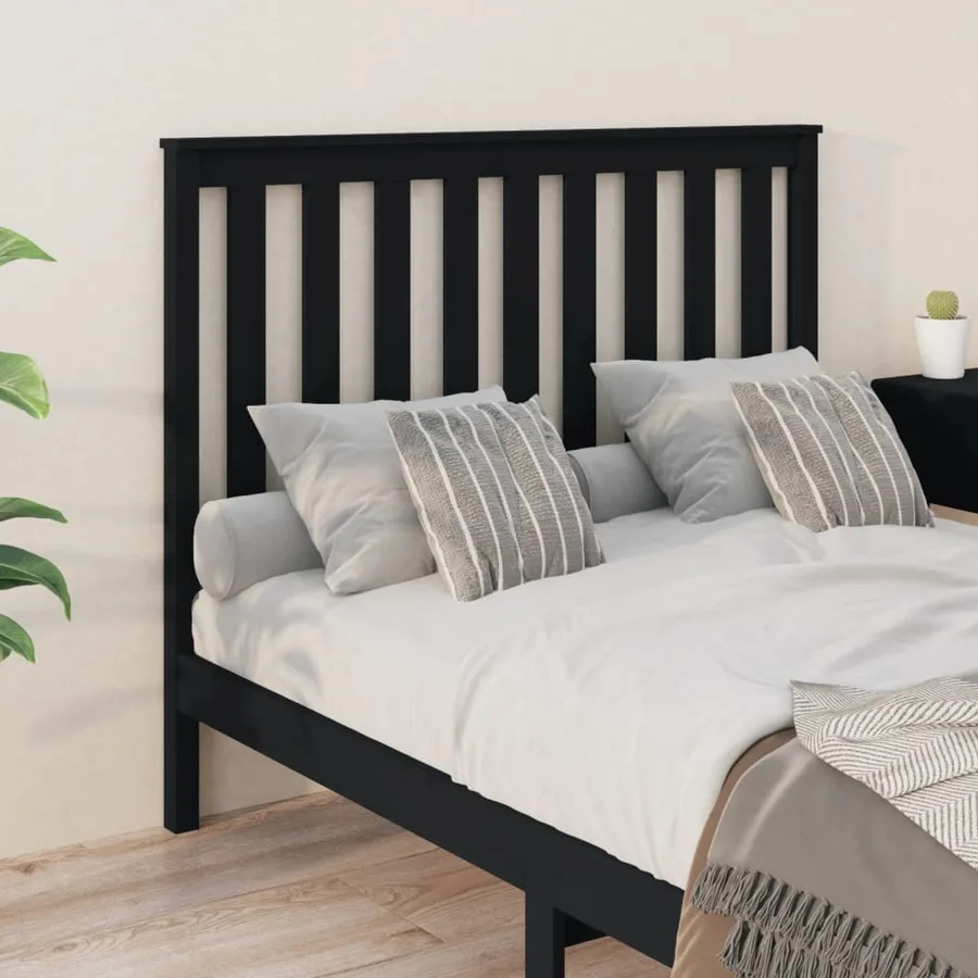 Tête de lit Noir 126x6x101 cm Bois massif de pin - 4