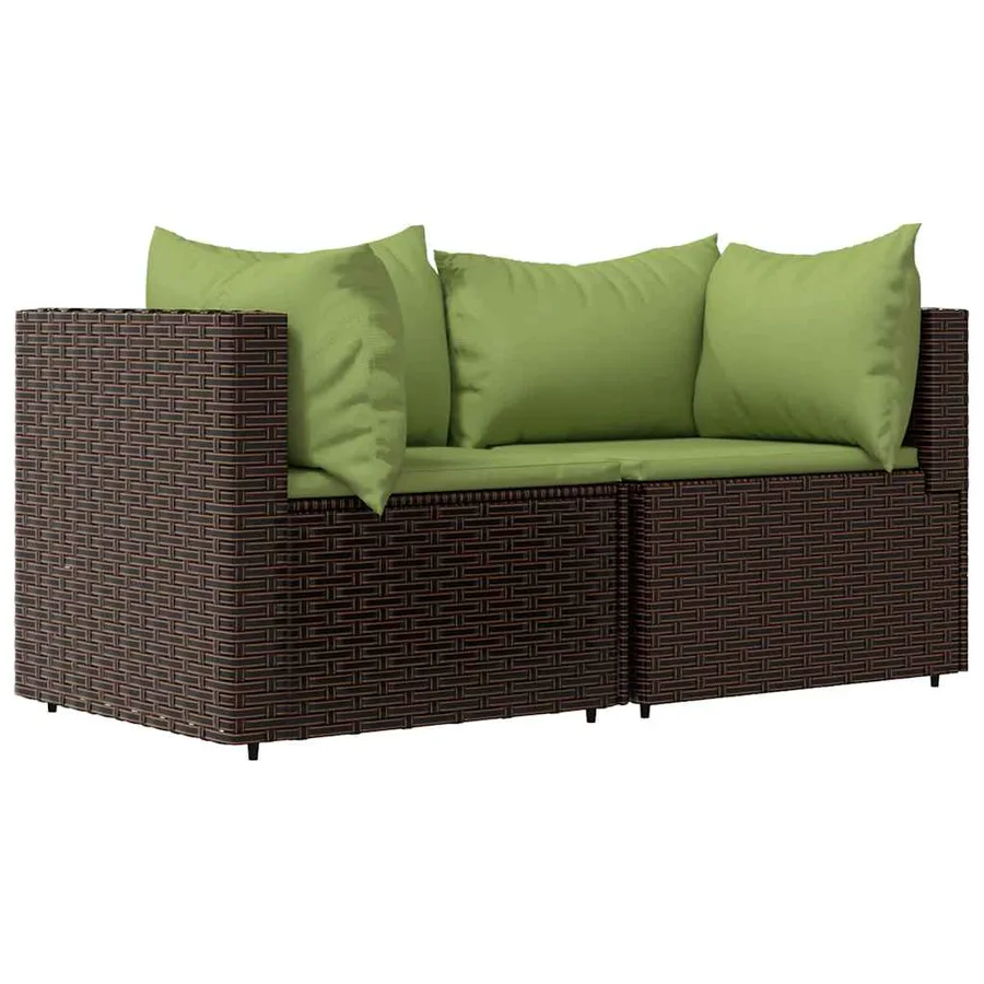 Salon de jardin 3 pcs avec coussins marron résine tressée - 3