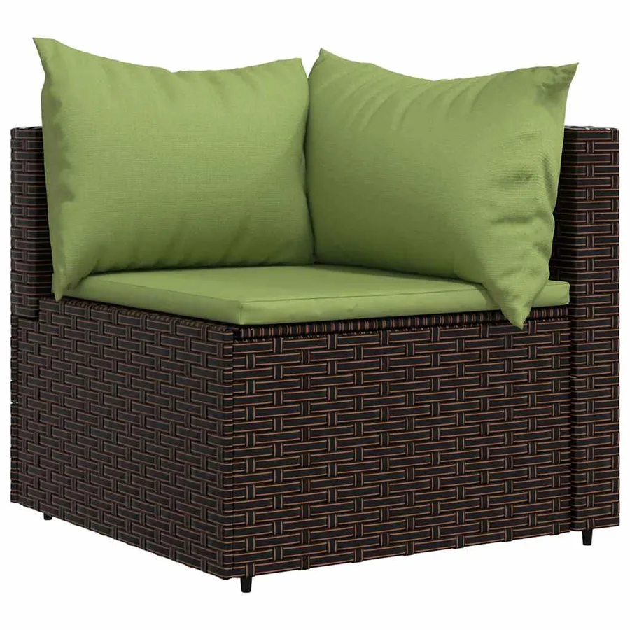 Salon de jardin 3 pcs avec coussins marron résine tressée - 4