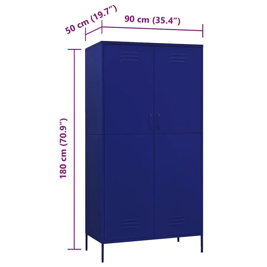 Garde-robe Bleu marine 90x50x180 cm Acier - 10