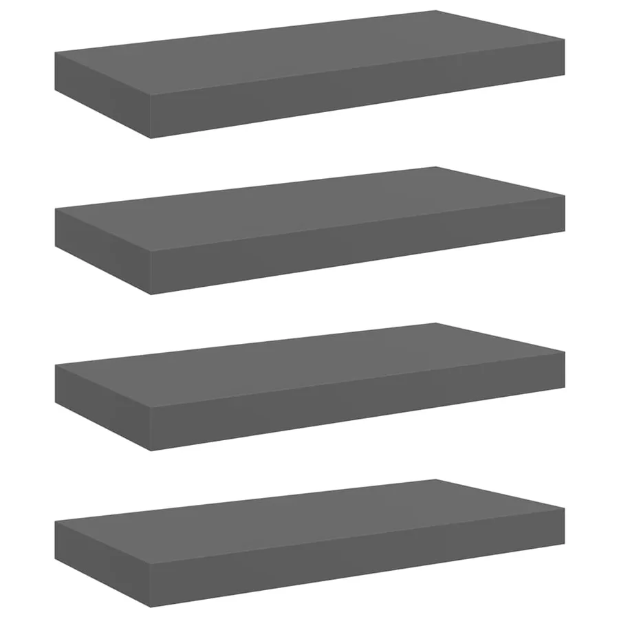 Étagère murale flottante 4 pcs Gris brillant 50x23,5x3,8 cm MDF - 2