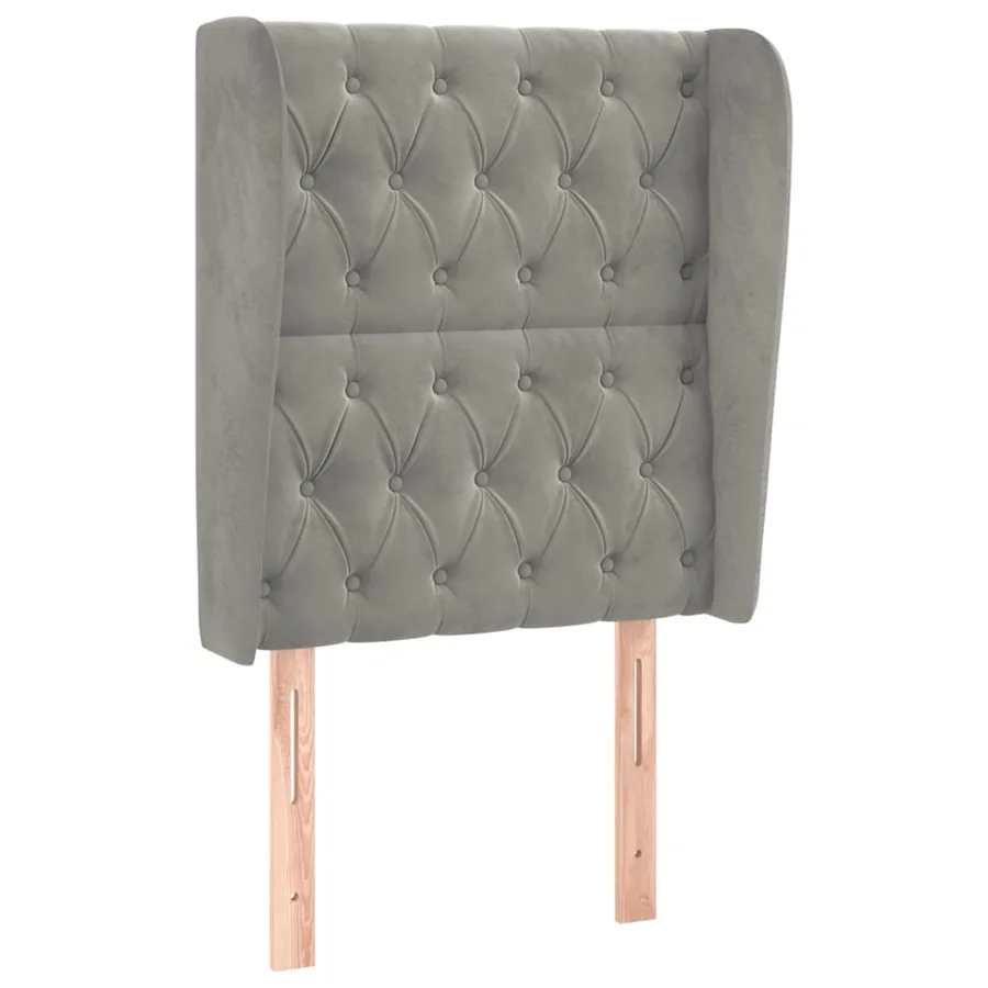 Tête de lit avec oreilles Gris clair 83x23x118/128 cm Velours - 2