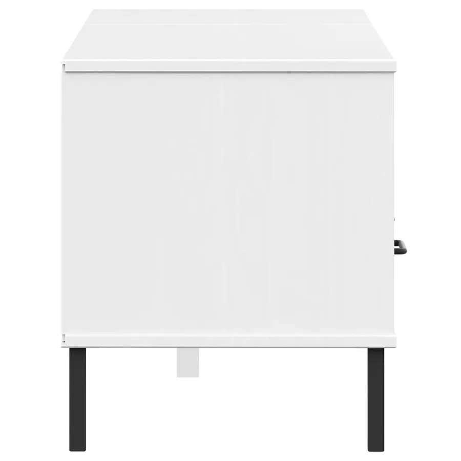Meuble TV avec pieds en métal Blanc Bois de pin massif OSLO - 6