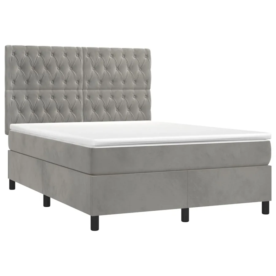 Sommier à lattes de lit et matelas Gris clair 140x190cm Velours - 3
