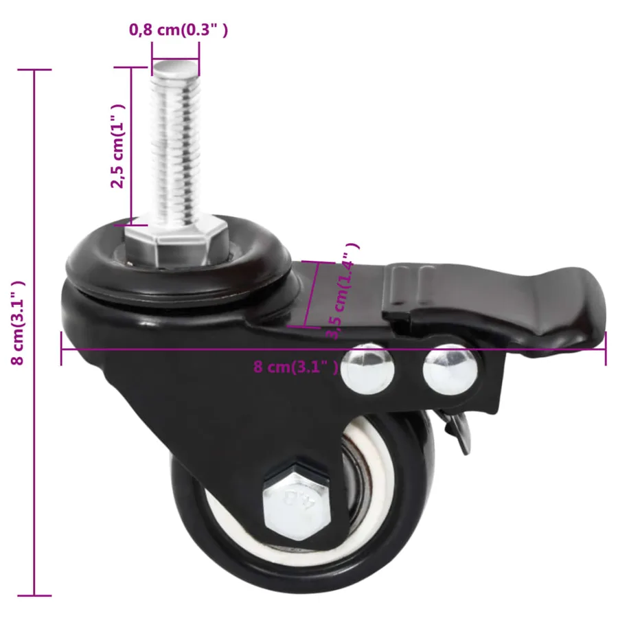 Roues pour jardinière 4 pcs noir 8x3,5x8 cm fer - 11