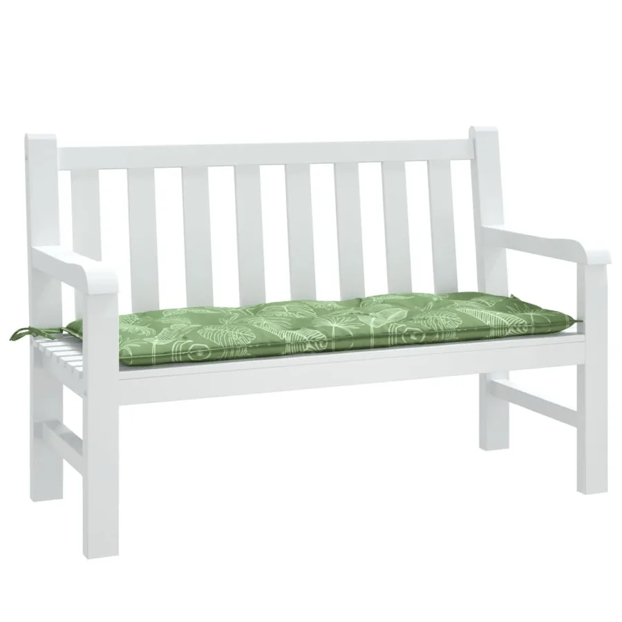 Coussin de banc de jardin motif de feuilles 120x50x7 cm tissu - 3