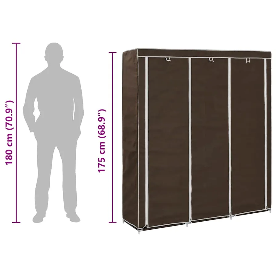 Armoire avec compartiments et barres Marron 150x45x175 cm Tissu - 12