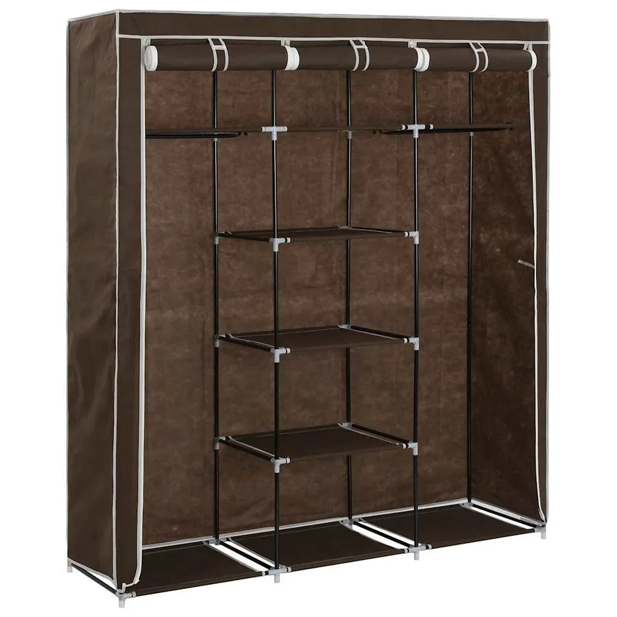 Armoire avec compartiments et barres Marron 150x45x175 cm Tissu - 2