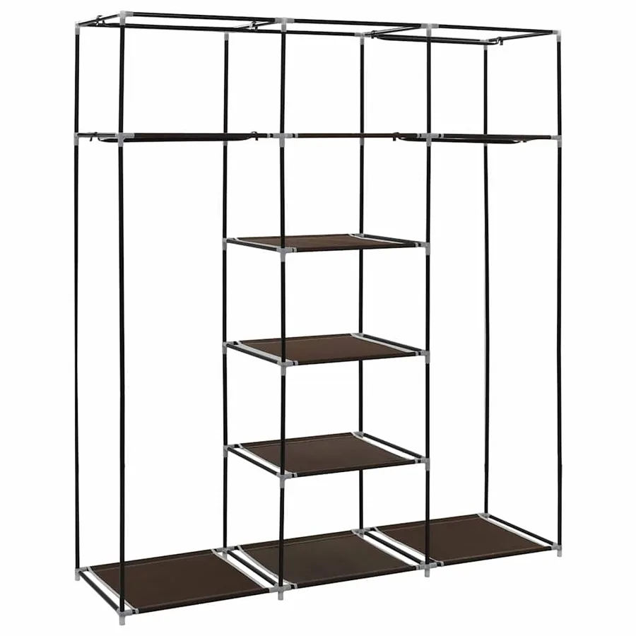 Armoire avec compartiments et barres Marron 150x45x175 cm Tissu - 3