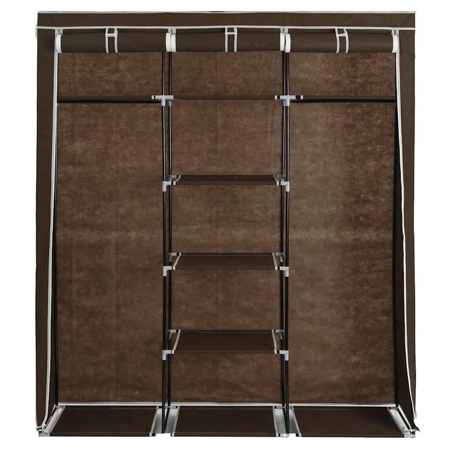 Armoire avec compartiments et barres Marron 150x45x175 cm Tissu - 5