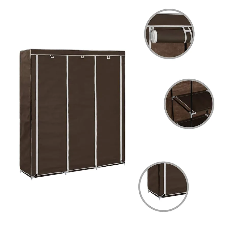 Armoire avec compartiments et barres Marron 150x45x175 cm Tissu - 7