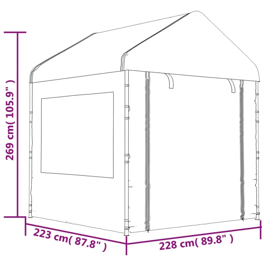 Belvédère avec toit blanc 8,92x2,28x2,69 m polyéthylène - 8