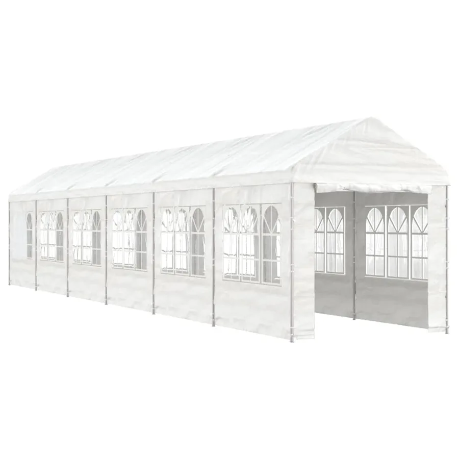 Belvédère avec toit blanc 13,38x2,28x2,69 m polyéthylène - 2
