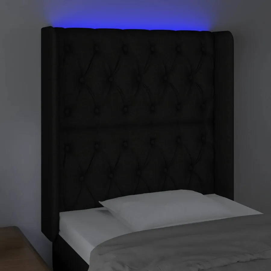 Tête de lit à LED Noir 83x16x118/128 cm Tissu - 4