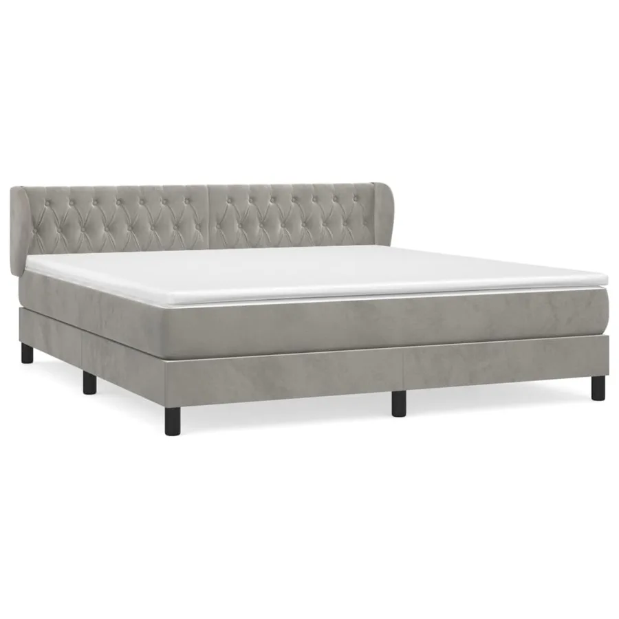 Sommier à lattes de lit et matelas Gris clair 160x200cm Velours - 2