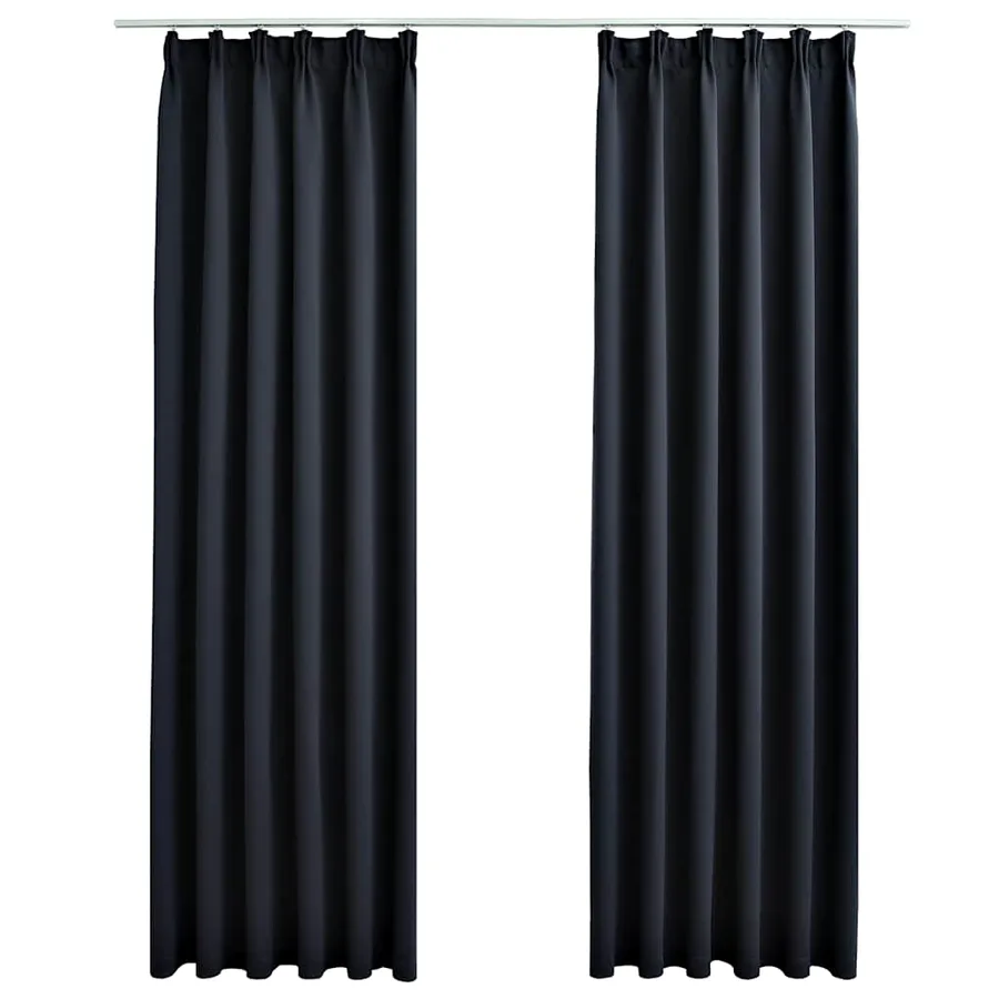Rideaux occultants avec crochets 2 pcs Anthracite 140x245 cm - 2