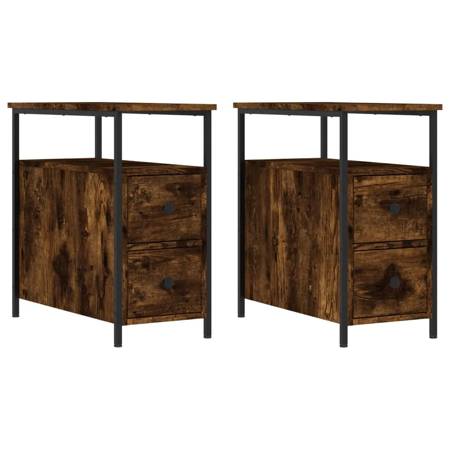 Tables de chevet 2 pcs chêne fumé 30x60x60 cm bois d'ingénierie - 2