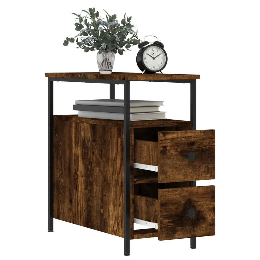 Tables de chevet 2 pcs chêne fumé 30x60x60 cm bois d'ingénierie - 4