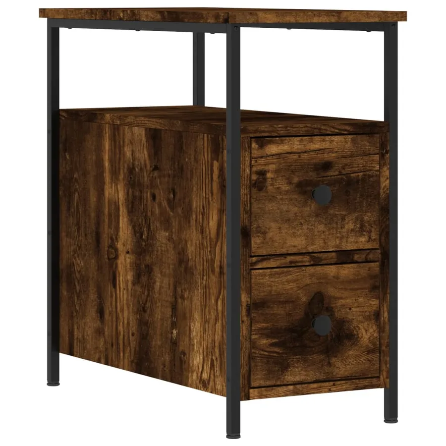 Tables de chevet 2 pcs chêne fumé 30x60x60 cm bois d'ingénierie - 5
