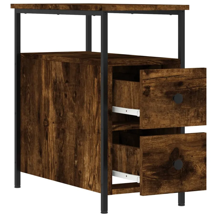 Tables de chevet 2 pcs chêne fumé 30x60x60 cm bois d'ingénierie - 7