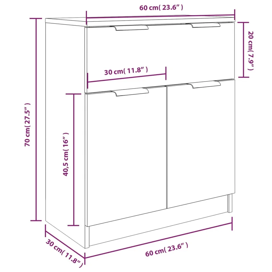 Buffets 3 pcs gris béton bois d'ingénierie - 7