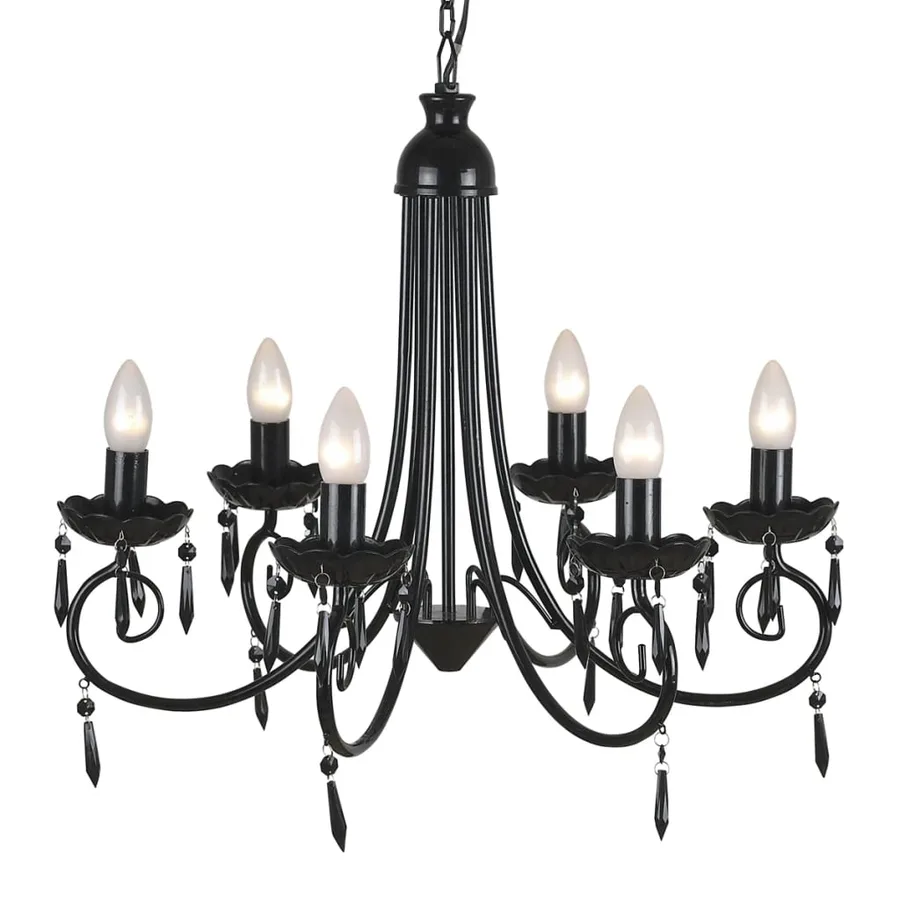 Lustre suspendu Noir 6 douilles d'ampoule - 4