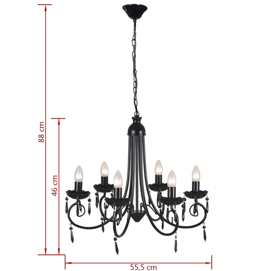 Lustre suspendu Noir 6 douilles d'ampoule - 5