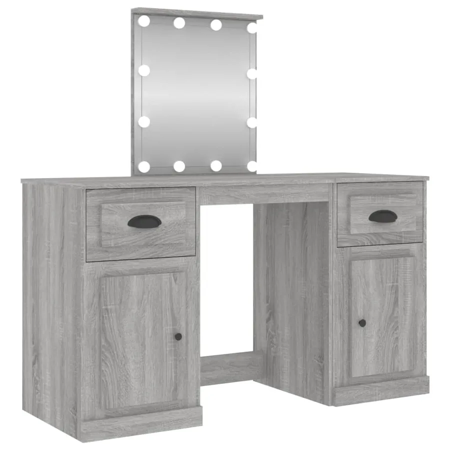Coiffeuse avec LED sonoma gris 130x50x132,5 cm - 2