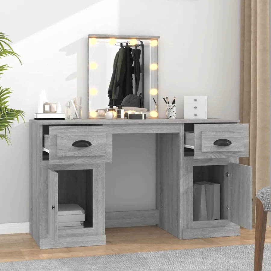 Coiffeuse avec LED sonoma gris 130x50x132,5 cm - 3