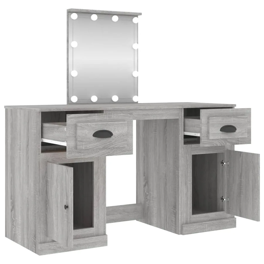 Coiffeuse avec LED sonoma gris 130x50x132,5 cm - 8