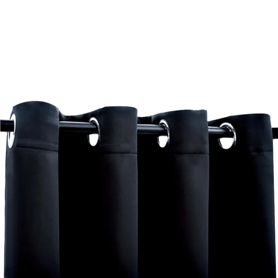 Rideaux occultants avec anneaux en métal 2 pcs Noir 140x225 cm - 4