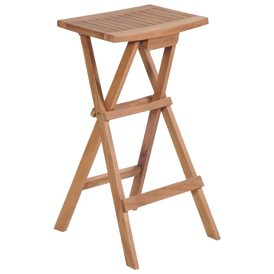 Tabourets de bar pliables lot de 4 Bois de teck massif - 2