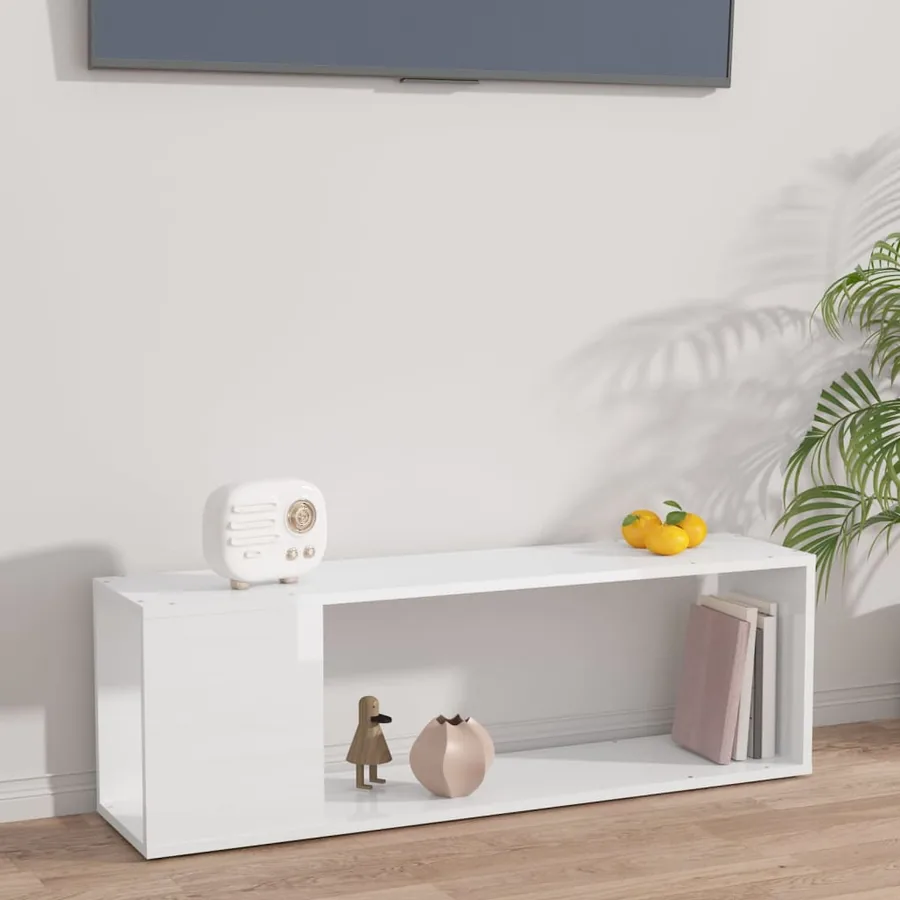 Meuble TV Blanc brillant 100x24x32 cm Bois d'ingénierie