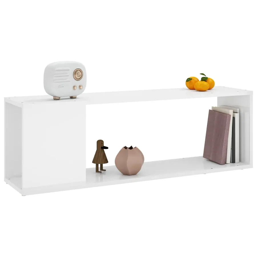 Meuble TV Blanc brillant 100x24x32 cm Bois d'ingénierie - 6