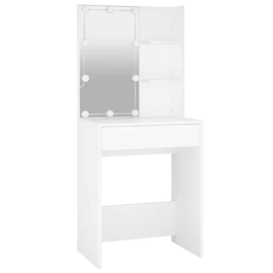 Ensemble de coiffeuse avec LED Blanc Bois d'ingénierie - 8
