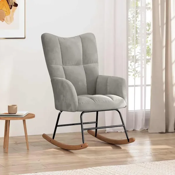 Chaise à bascule Gris clair Velours